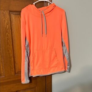 Danskin Now Vibrant Orange Hoodie with Gray Trim Large. 12/14 some wear
